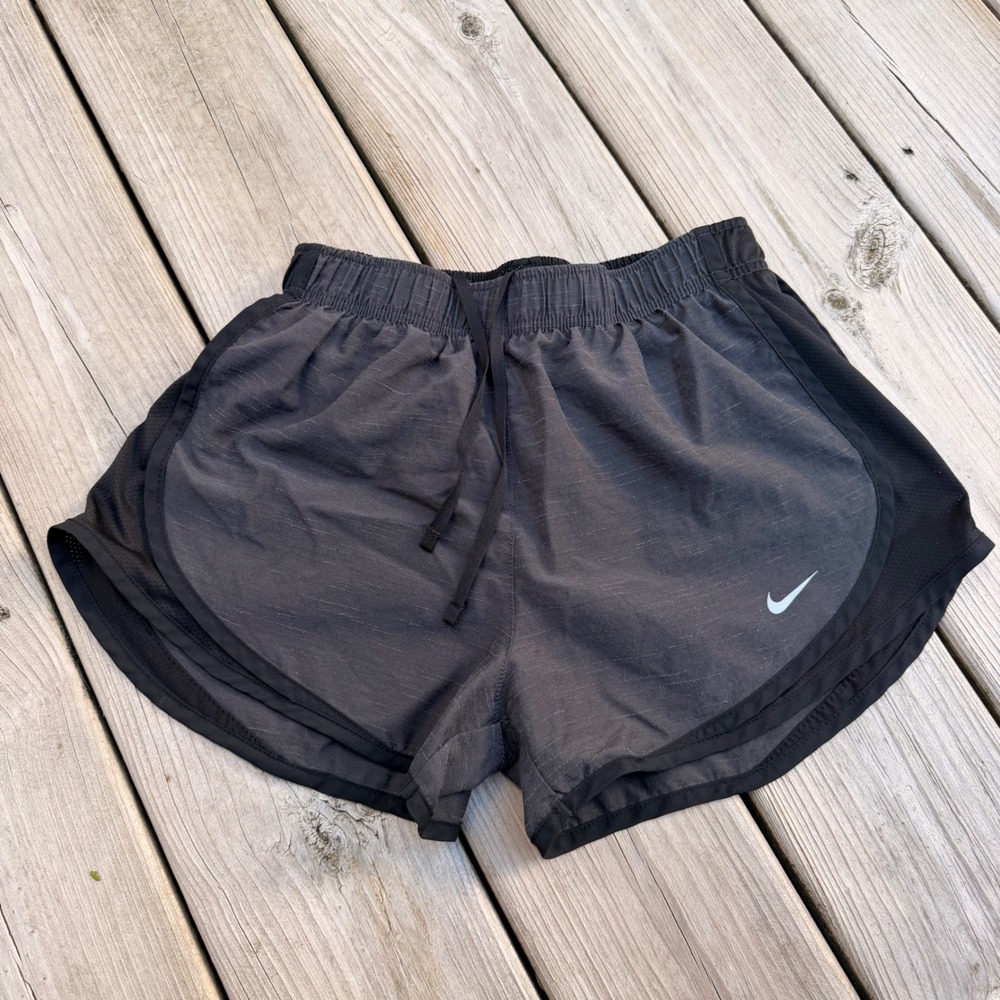 Nike Dri-FIT Womens Running Shorts Gray Black Mesh Athletic Shorts Size Small